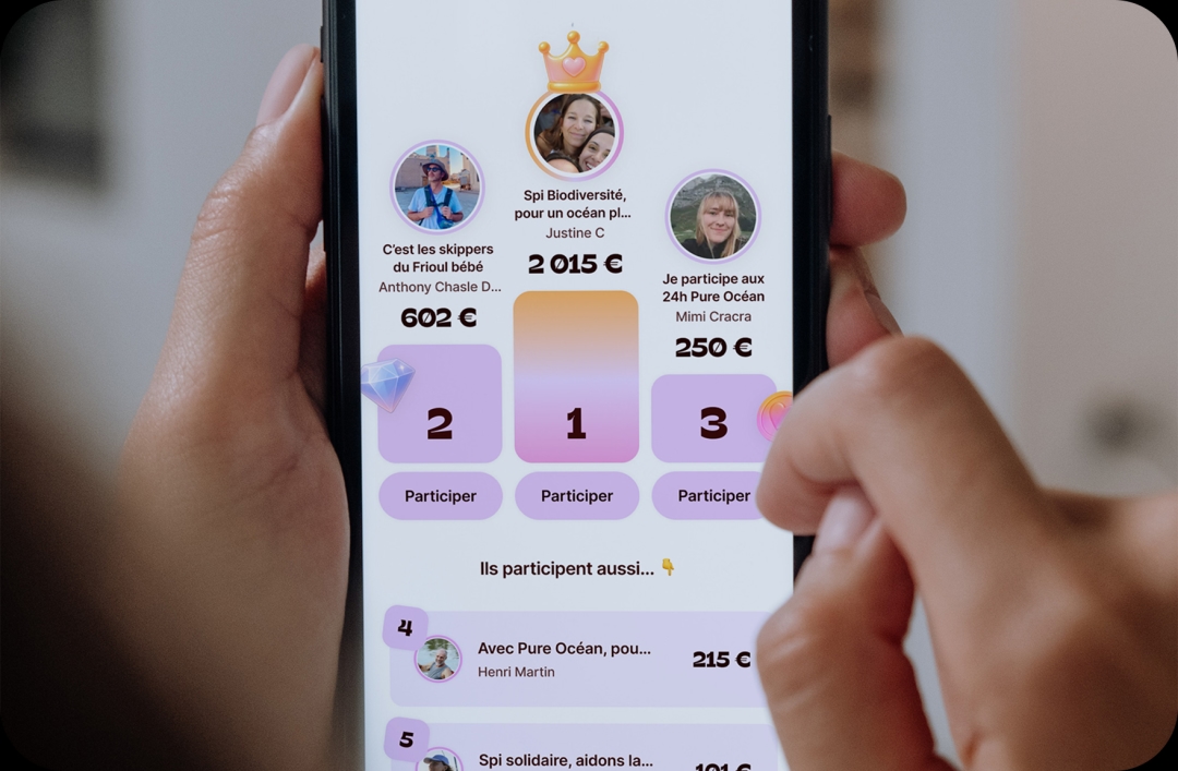 Interface de l'application Dift montrant le suivi des dons